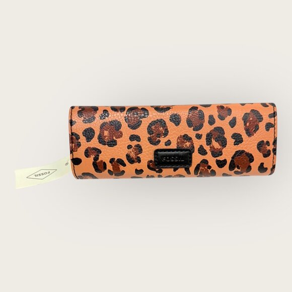 Fossil Sophia Sunglass Eye Glass Triangle Case Cheetah Print New - Picture 1 of 4